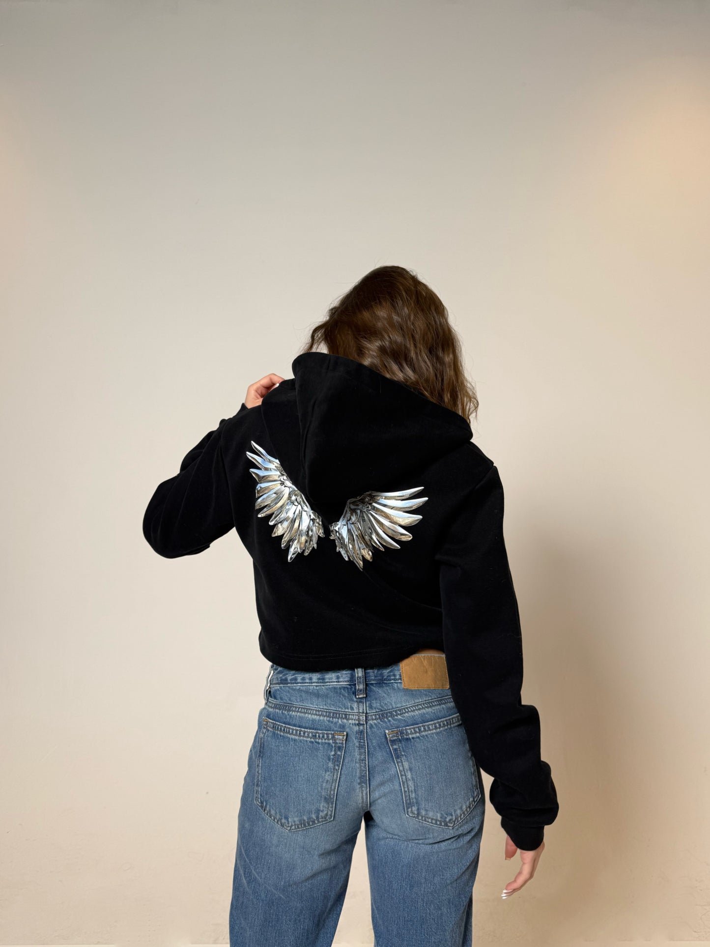 Space Woman Cropped Zip-Up Hoodie