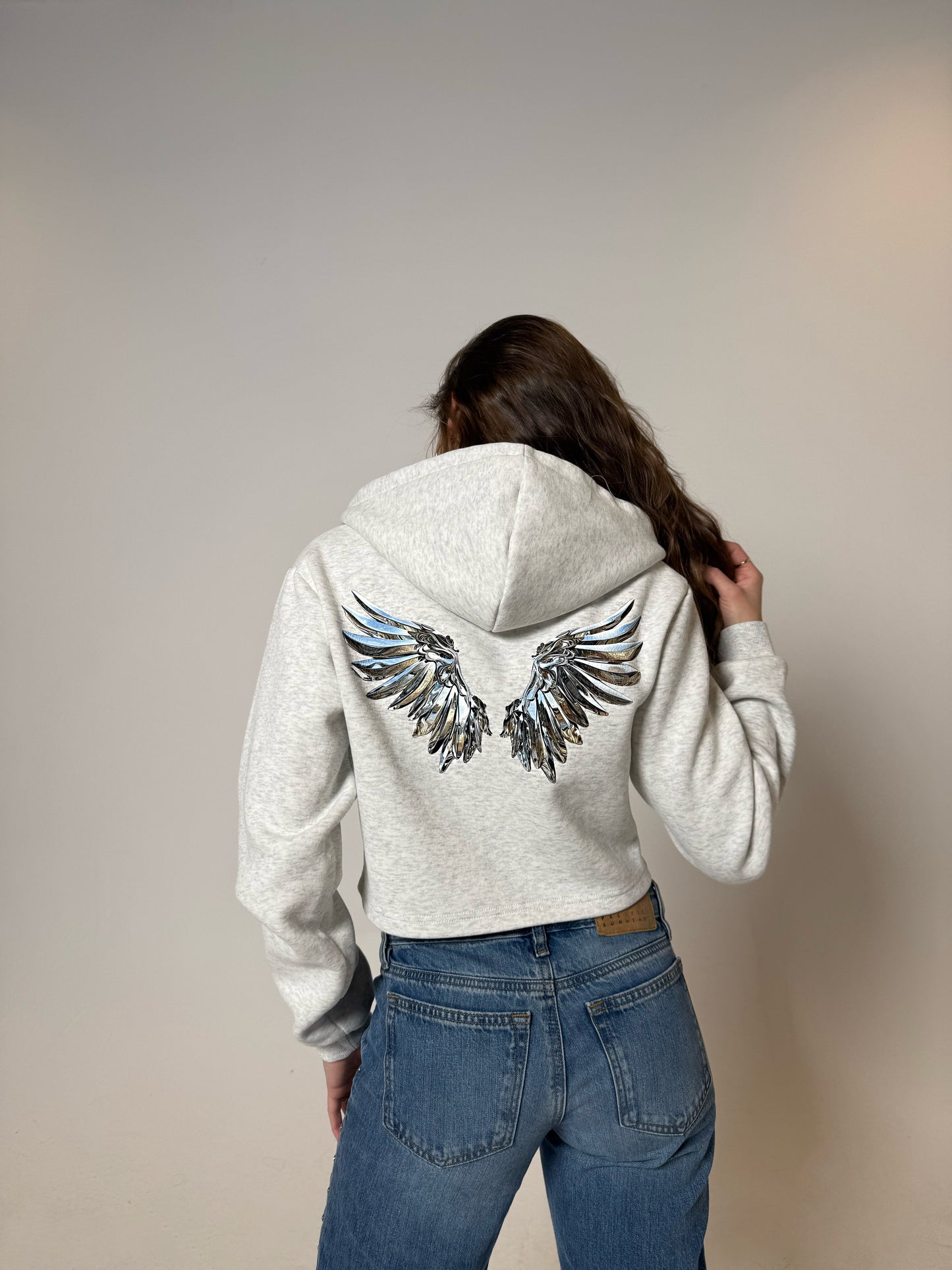 Space Woman Cropped Zip-Up Hoodie