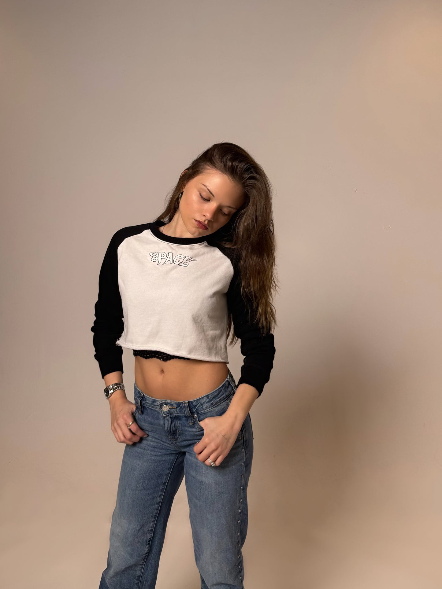 Space Woman Crop Sweatshirt