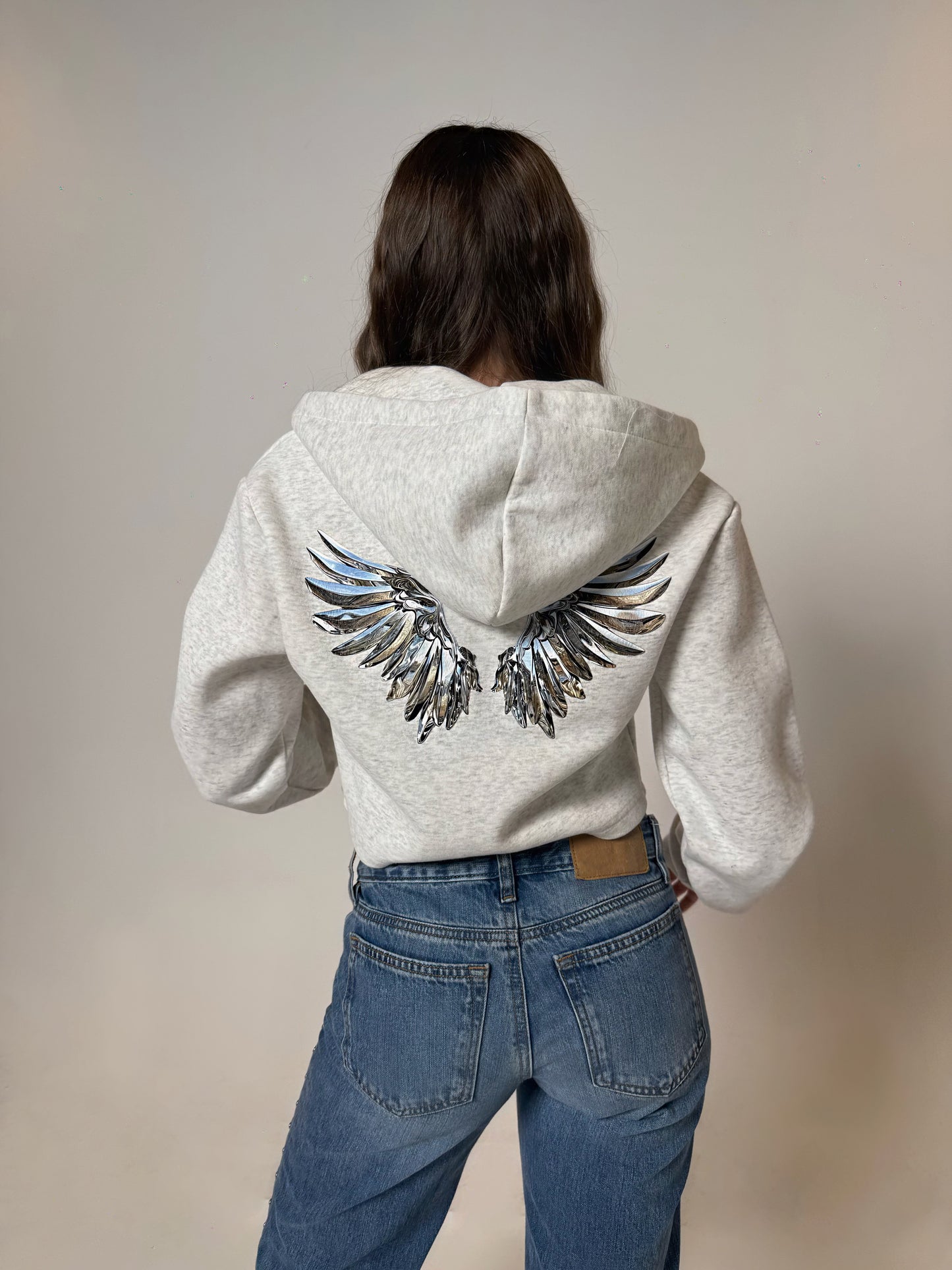 Space Woman Cropped Zip-Up Hoodie