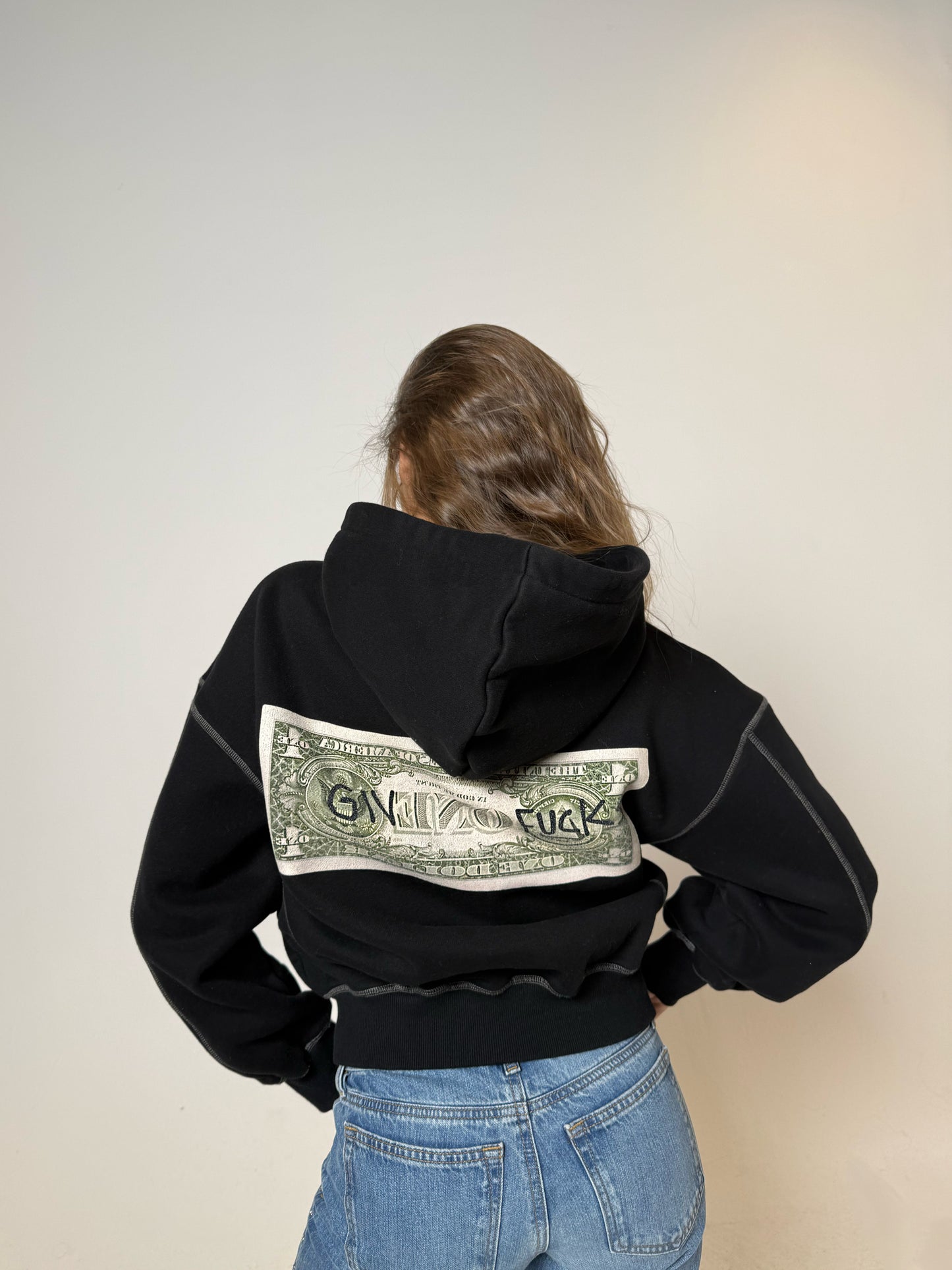 "GiveOneFuck" Space Zip Hoodie
