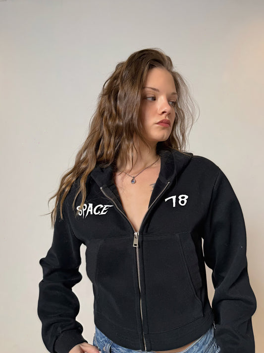 Space Woman Cropped Zip-Up Hoodie