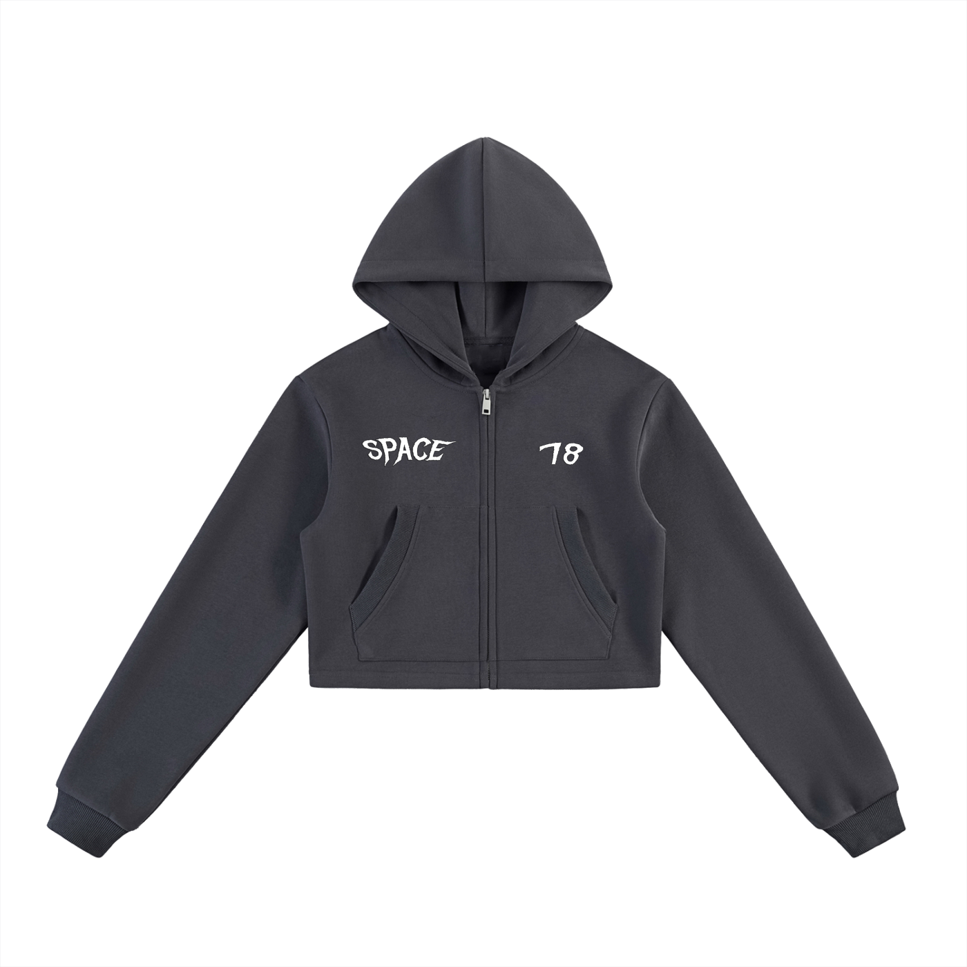 Space Woman Cropped Zip-Up Hoodie